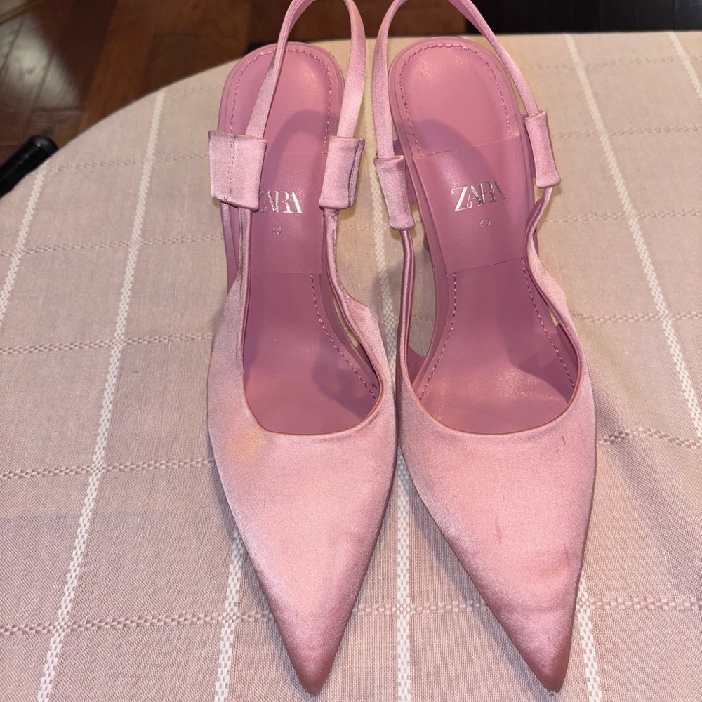 Zara Blush Pink Pointed Slingback Heels